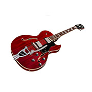 Angled front view of Starfire Deluxe DC GVT Cherry guitar