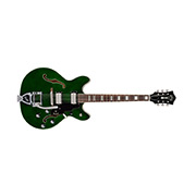 Horizontal front view of Starfire Deluxe DC GVT Emerald Green guitar