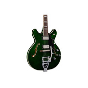 Close-up body view of Starfire Deluxe DC GVT Emerald Green guitar