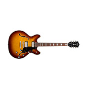Horizontal front view of Starfire Deluxe DC Sweet Tea guitar