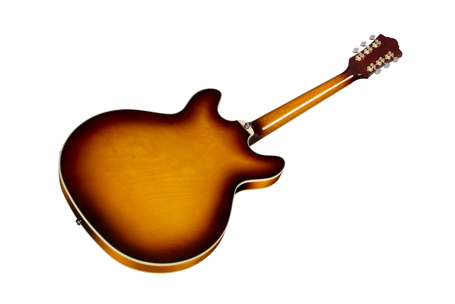 Angled back view of Starfire Deluxe DC Sweet Tea guitar