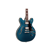 Close-up body view of Starfire Deluxe DC Teal The Deal guitar