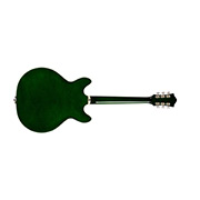 Horizontal back view of Starfire Deluxe DC GVT Emerald Green guitar