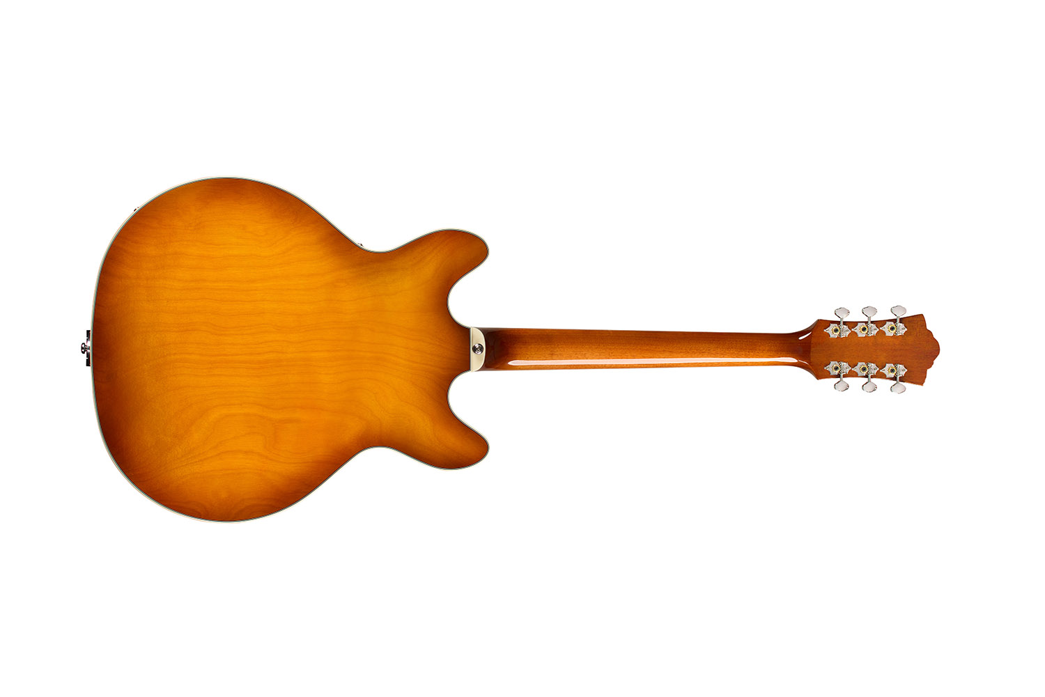 Horizontal back view of Starfire Deluxe DC GVT Honey Burst guitar