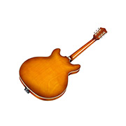 Angled back view of Starfire Deluxe DC GVT Honey Burst guitar