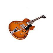 Angled front view of Starfire Deluxe SC GVT Honey Burst guitar