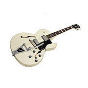 Angled front view of Starfire Deluxe SC GVT Vintage White guitar