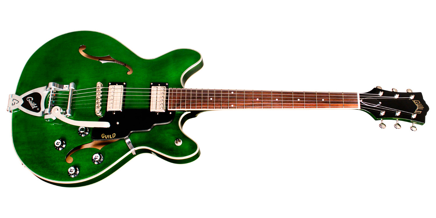 Horizontal view of Starfire I DC Emerald Green electric guitar