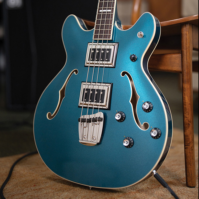 Top down angled view Starfire Deluxe Bass Teal the Deal thumb