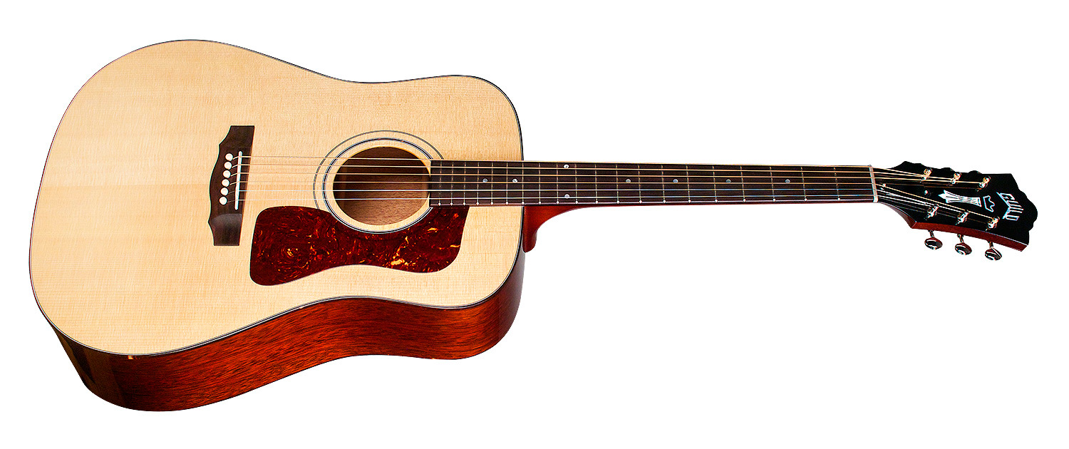 Horizontal front angle view of D-40 Natural acoustic guitar 