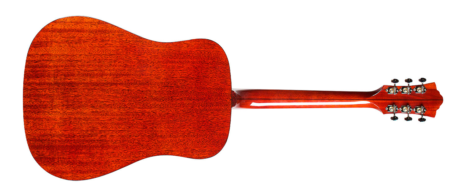 Horizontal back view of D-40 Natural acoustic guitar 