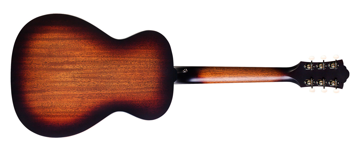 Horizontal back view of F-40 Vintage Sunburst acoustic guitar