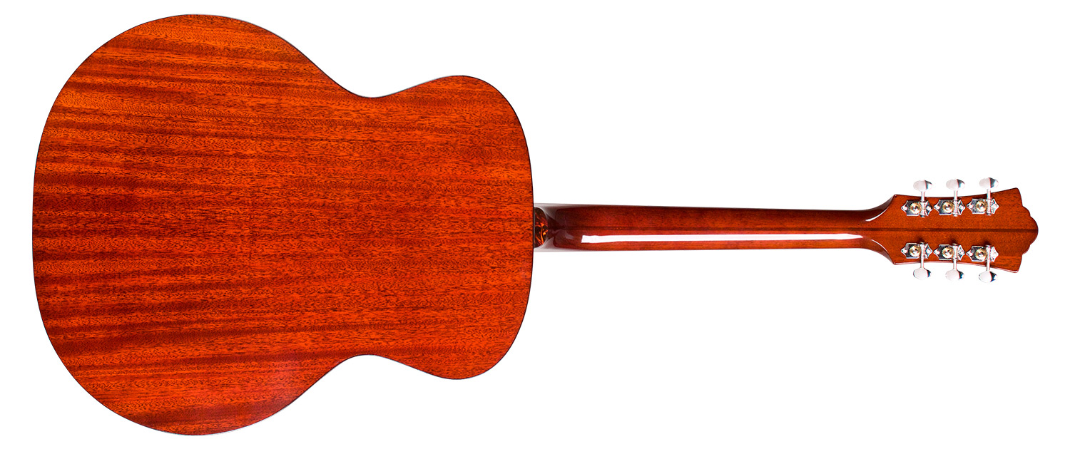 Horizontal back view of F-40 Natural acoustic guitar