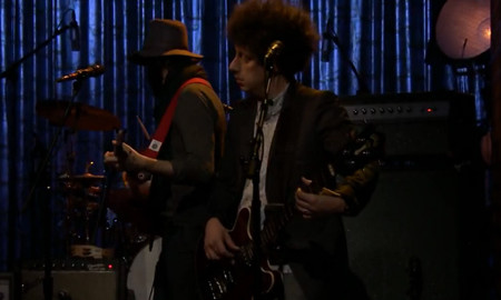 Justin Meldal-Johnsen performing on Jimmy Fallon